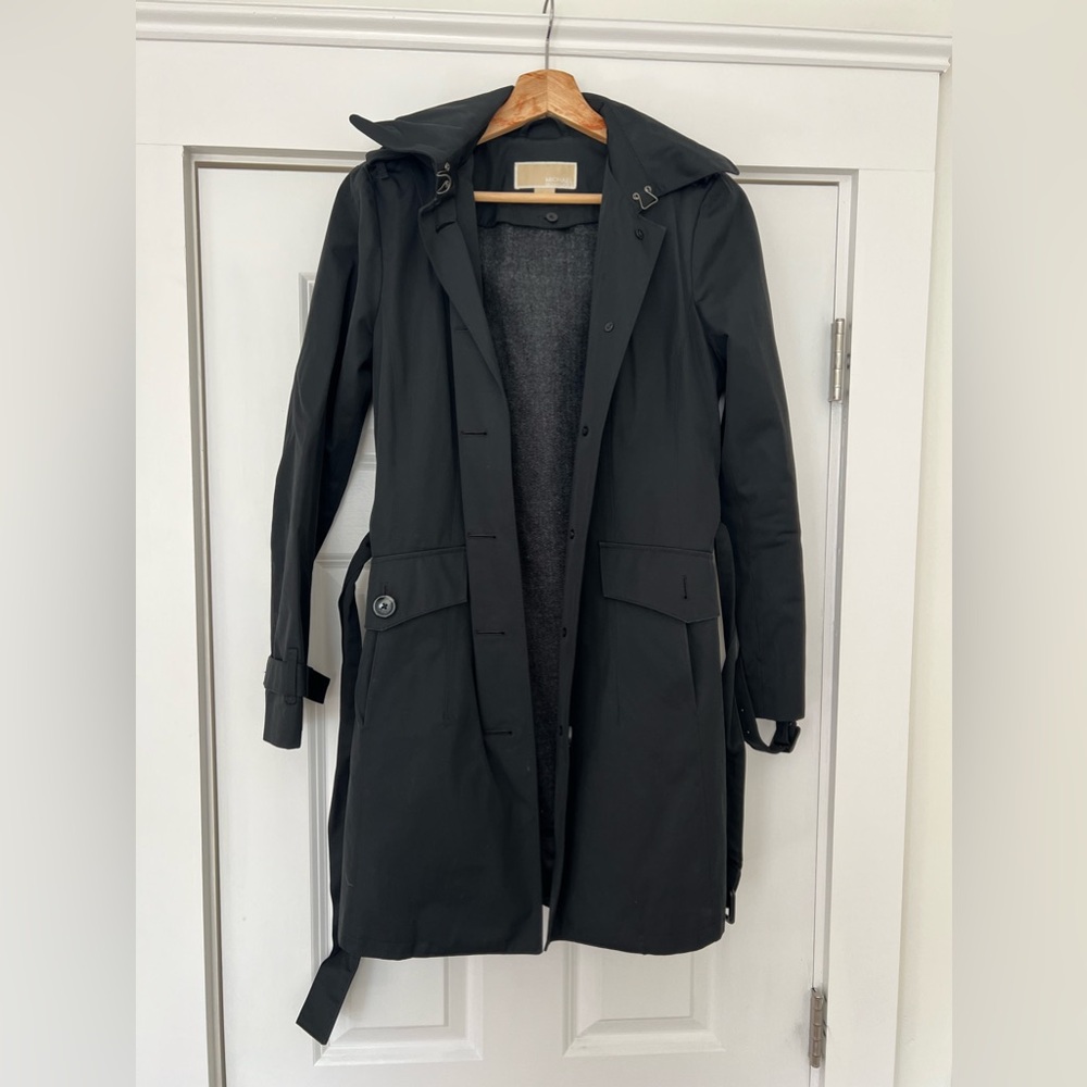 Michael Kors hooded trench coat with removable hood and lining